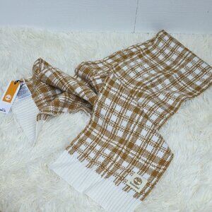 Timberland Brown and White Plaid Scarf